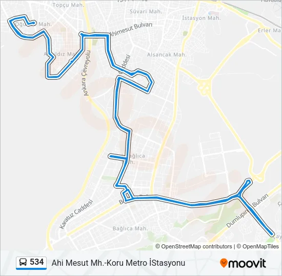 534 Bus Line Map