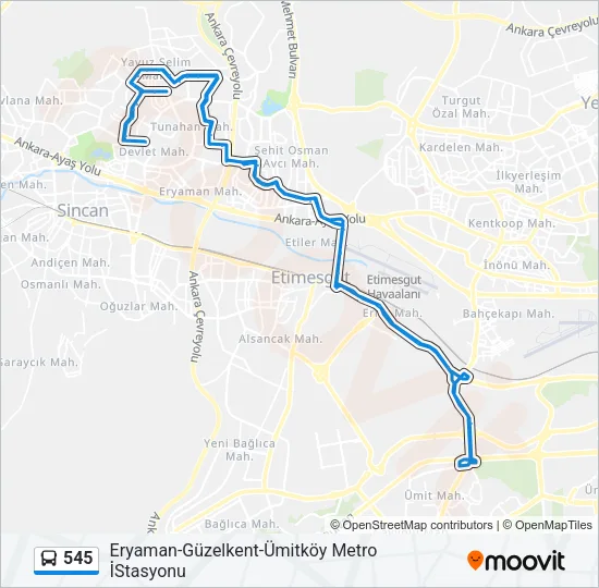 545 Bus Line Map
