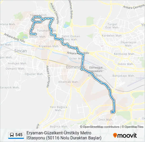 545 Bus Line Map