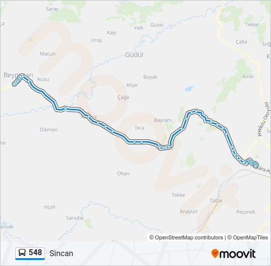 548 otobüs Hattı Haritası