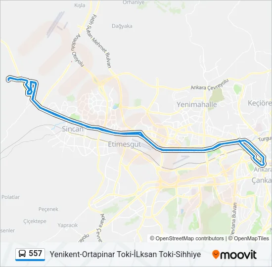 557 Bus Line Map