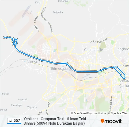 557 Bus Line Map