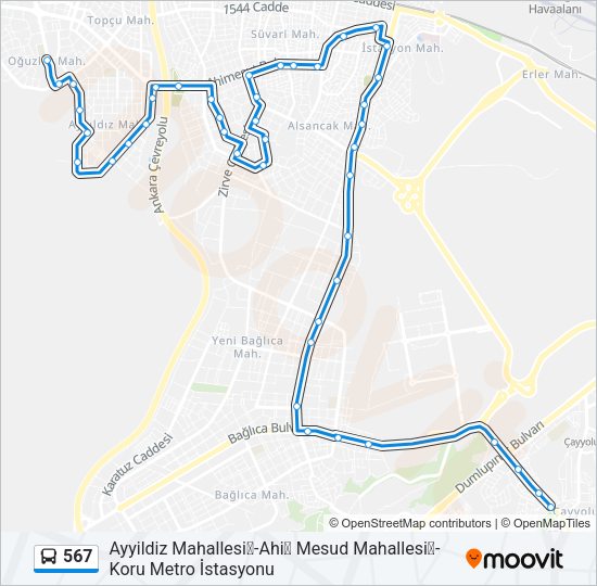 567 Bus Line Map
