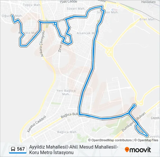 567 Bus Line Map