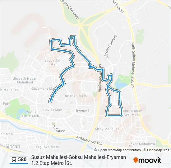 580 Bus Line Map