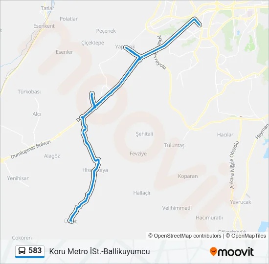 583 Bus Line Map