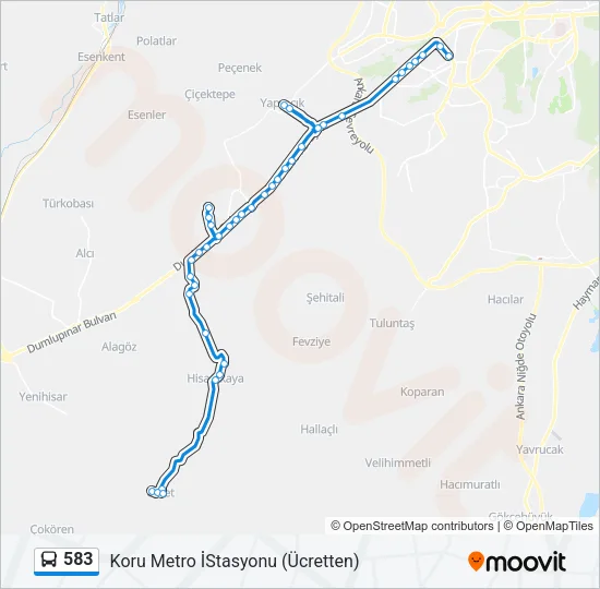 583 Bus Line Map