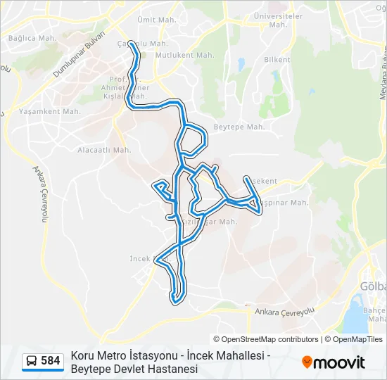 584 Bus Line Map