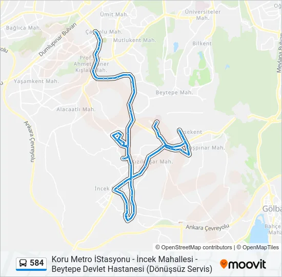 584 Bus Line Map
