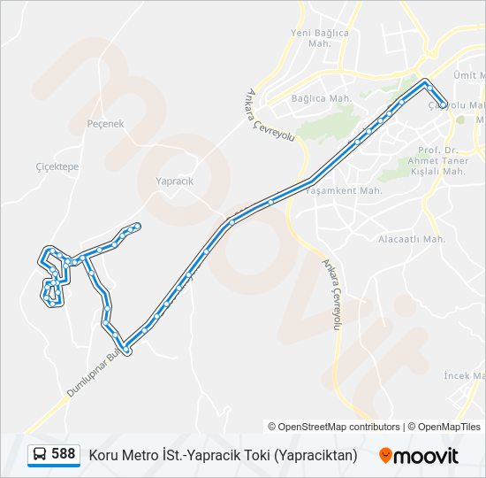 588 otobüs Hattı Haritası