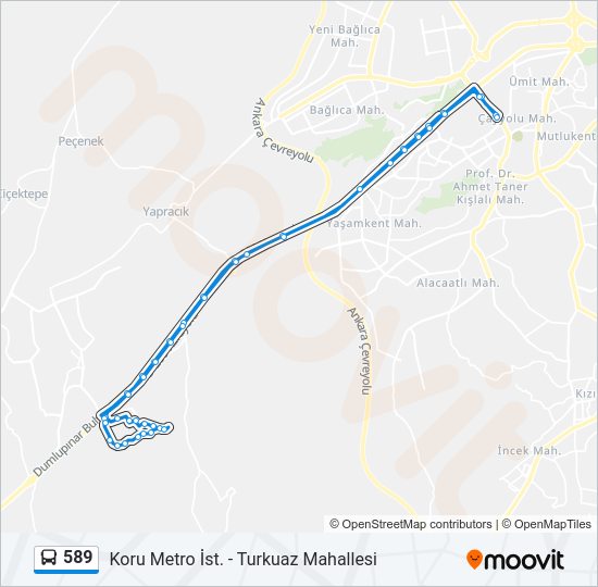 589 otobüs Hattı Haritası