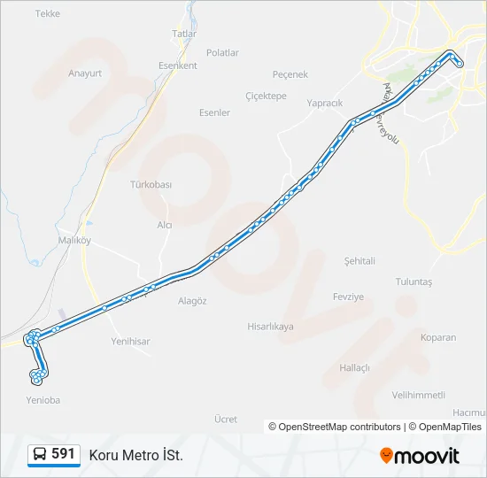 591 Bus Line Map