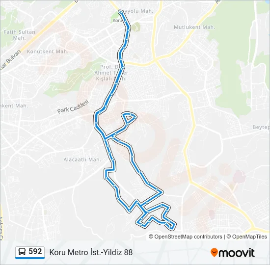 592 Bus Line Map