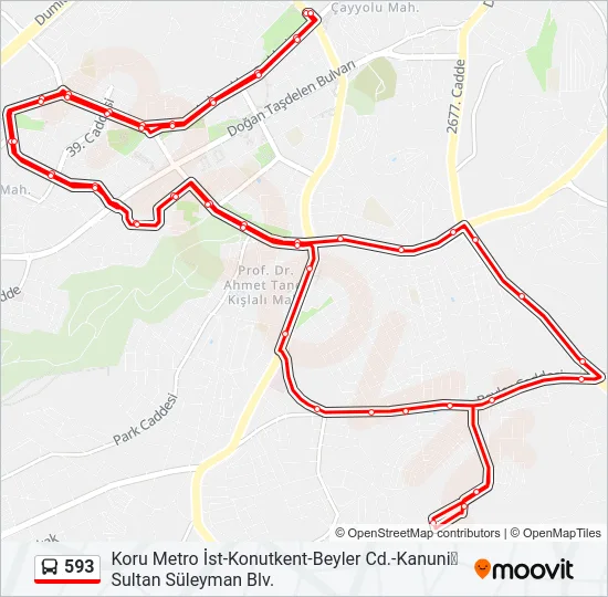 593 Bus Line Map