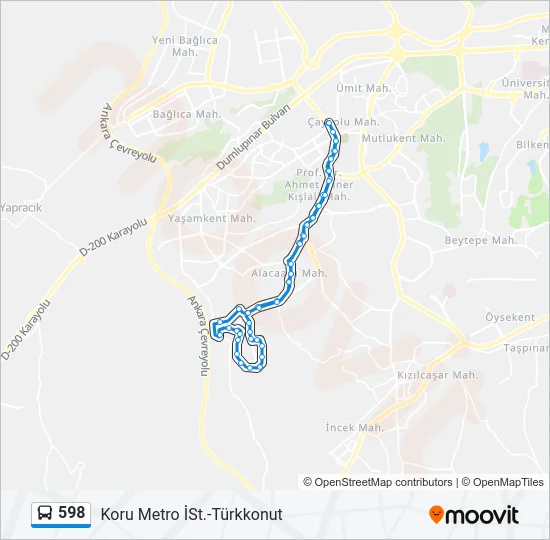 598 Bus Line Map