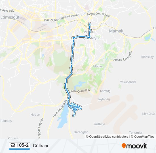 105-2 otobüs Hattı Haritası