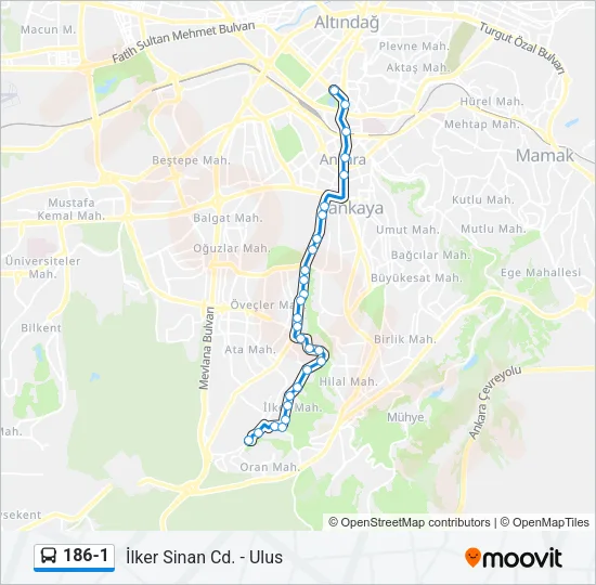 186-1 Bus Line Map