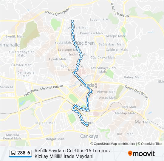 288-6 otobüs Hattı Haritası