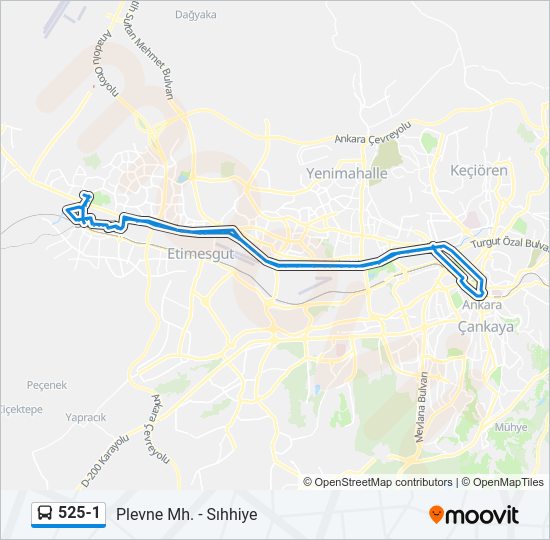 525-1 otobüs Hattı Haritası