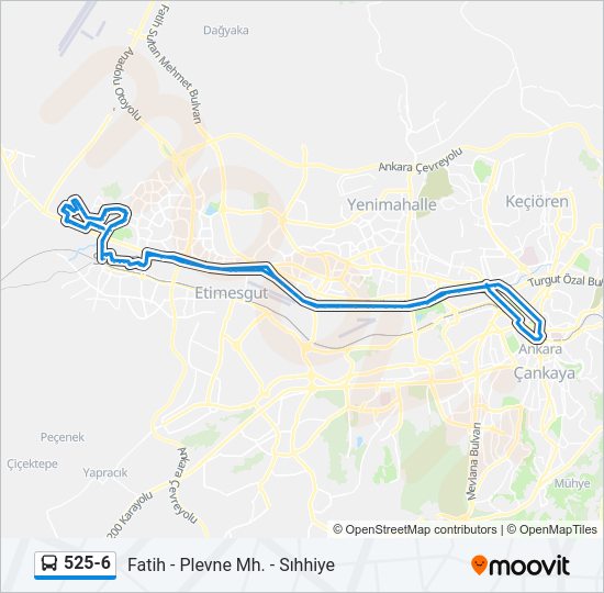 525-6 otobüs Hattı Haritası