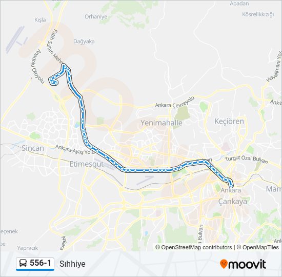 556-1 otobüs Hattı Haritası