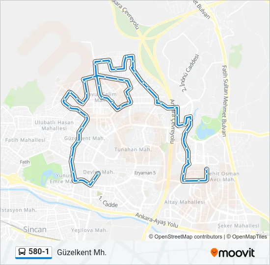 580-1 Bus Line Map