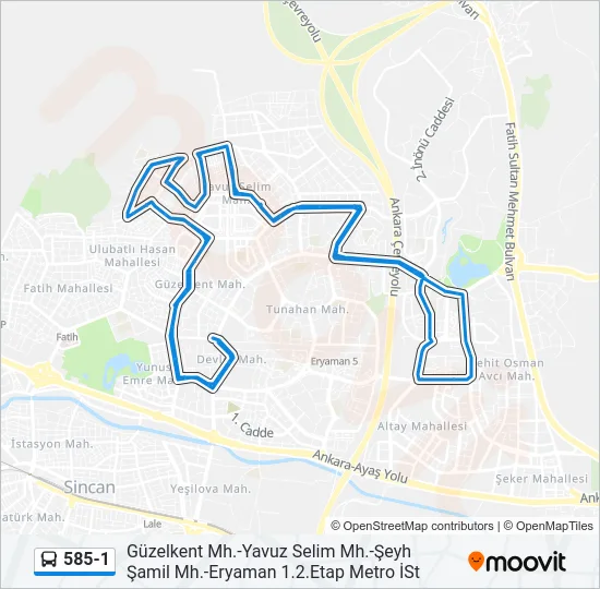 585-1 Bus Line Map