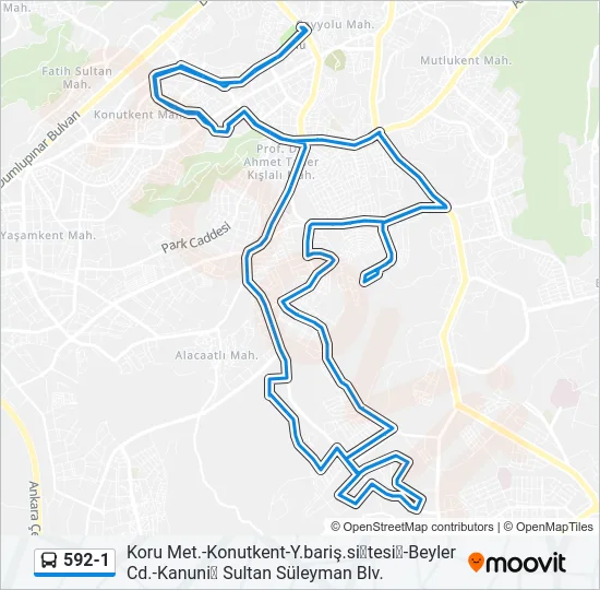 592-1 Bus Line Map