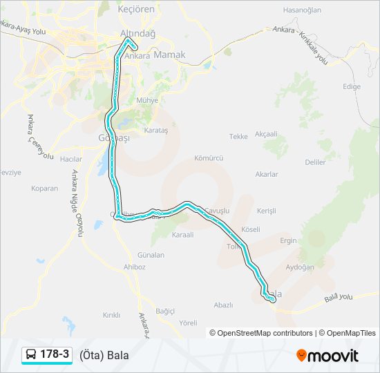 178-3 otobüs Hattı Haritası