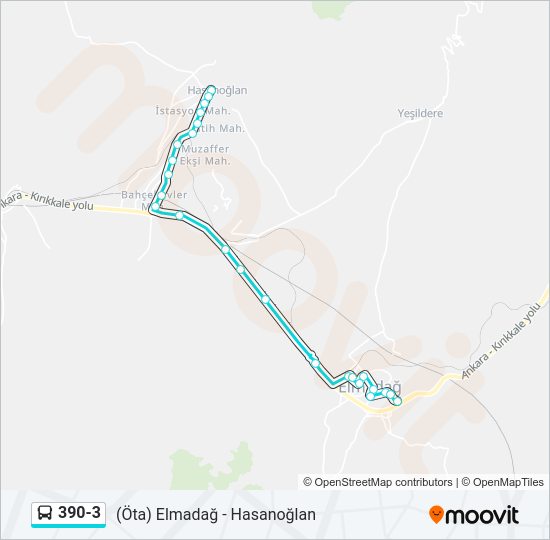 390-3 otobüs Hattı Haritası