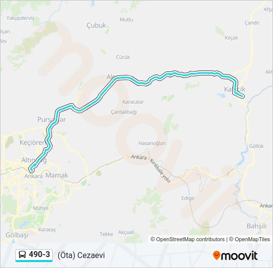 490-3 otobüs Hattı Haritası