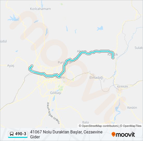 490-3 otobüs Hattı Haritası