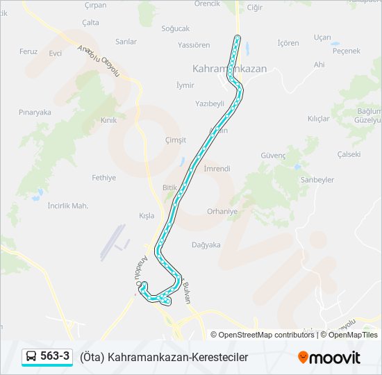 563-3 otobüs Hattı Haritası