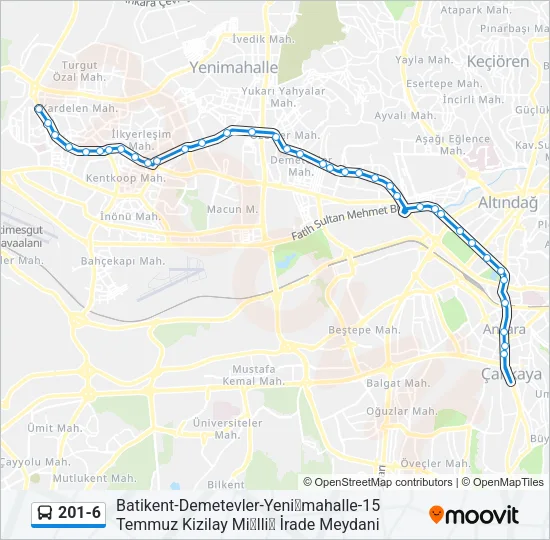 201-6 Bus Line Map