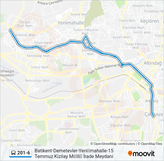 201-6 Bus Line Map