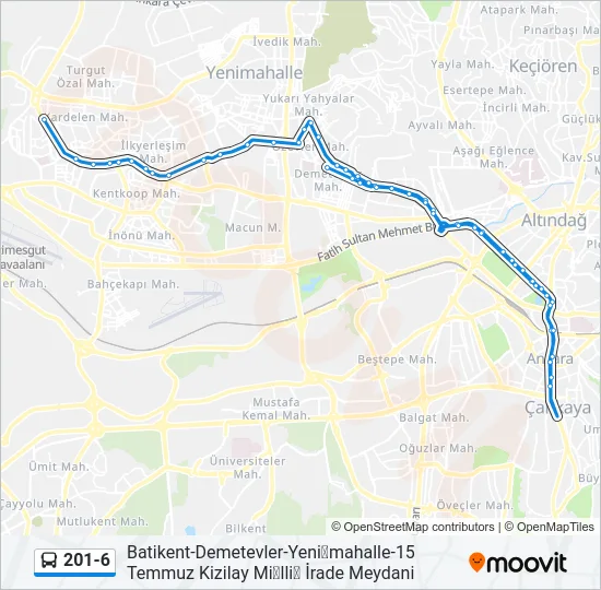 201-6 Bus Line Map