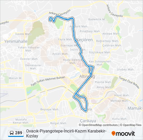 289 otobüs Hattı Haritası