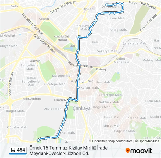 454 Bus Line Map