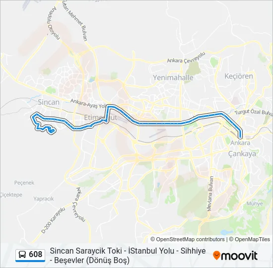 608 Bus Line Map
