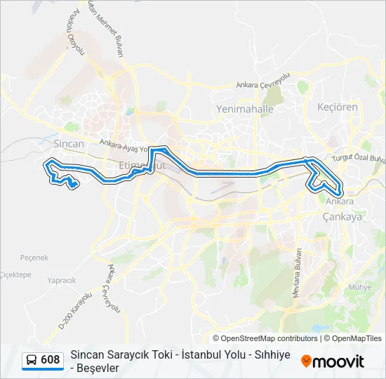 608 Bus Line Map