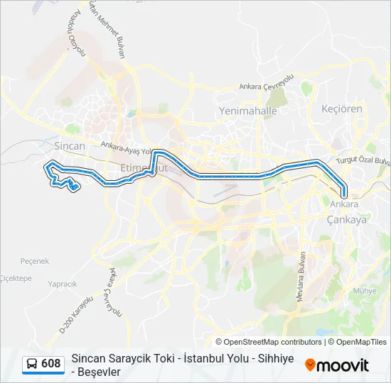 608 Bus Line Map