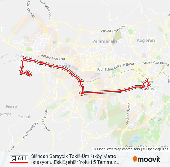 611 Bus Line Map