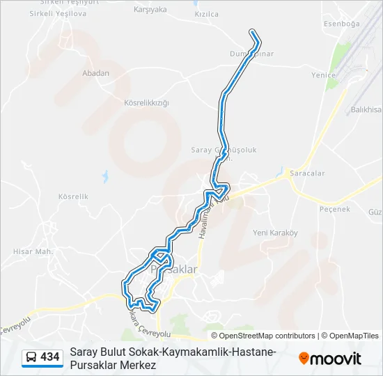 434 Bus Line Map