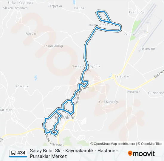 434 Bus Line Map