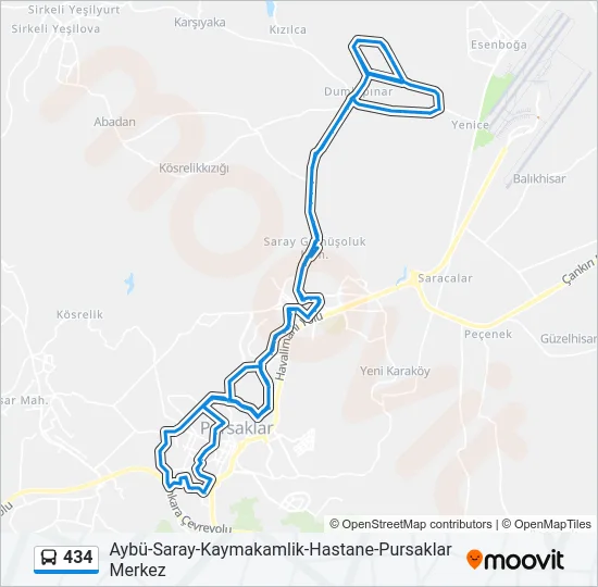 434 Bus Line Map