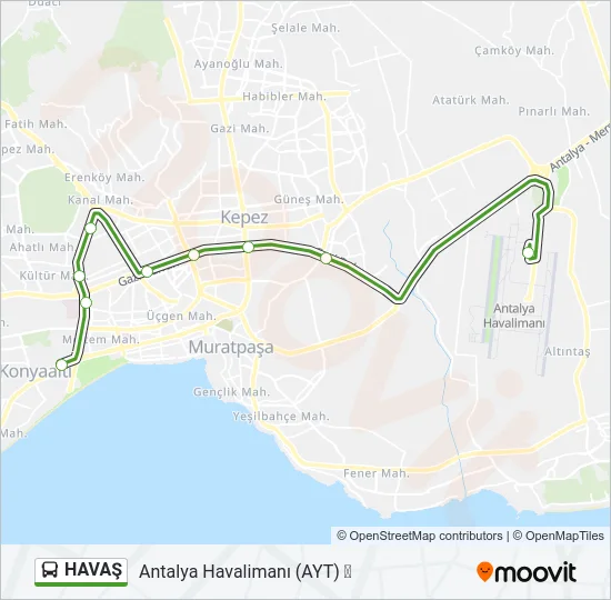 HAVAŞ Bus Line Map