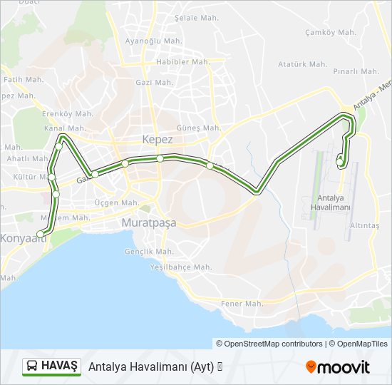 HAVAŞ otobüs Hattı Haritası