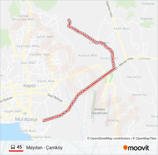 45 Bus Line Map