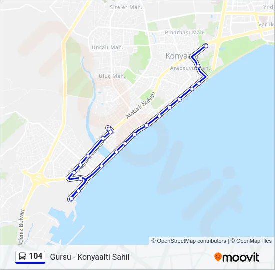 104 Bus Line Map