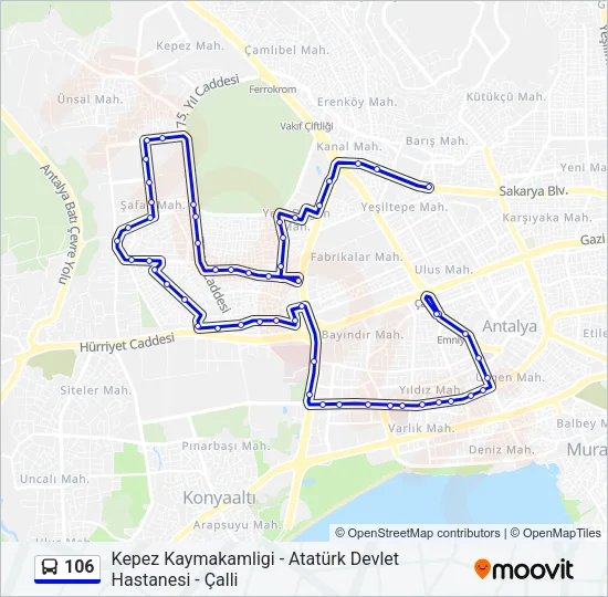 106 Bus Line Map